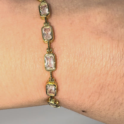 Brățară aurie tennis cu dreptunghiuri