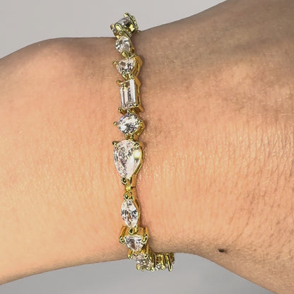 Brățară aurie tennis cu forme geometrice