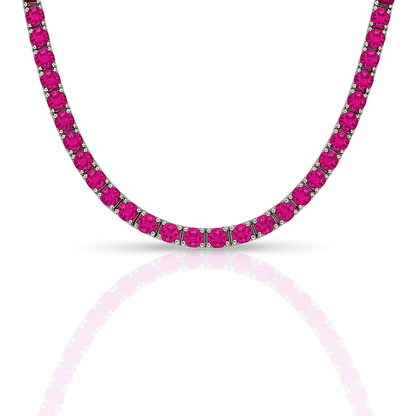 Colier tennis 3 mm cu zirconii fuchsia