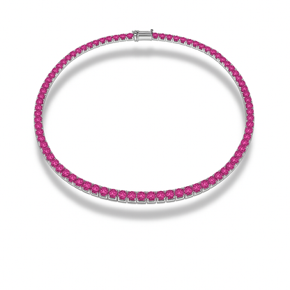 Colier tennis 3 mm cu zirconii fuchsia