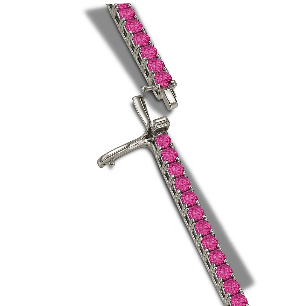 Colier tennis 3 mm cu zirconii fuchsia