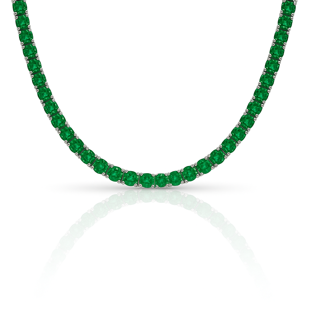 Colier tennis 3 mm cu zirconii verzi