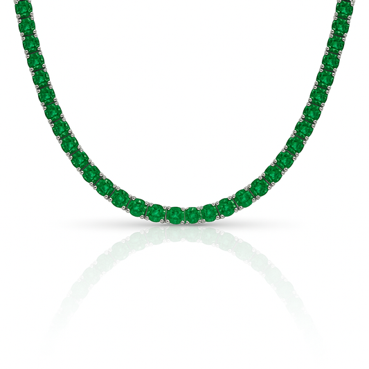 Colier tennis 3 mm cu zirconii verzi