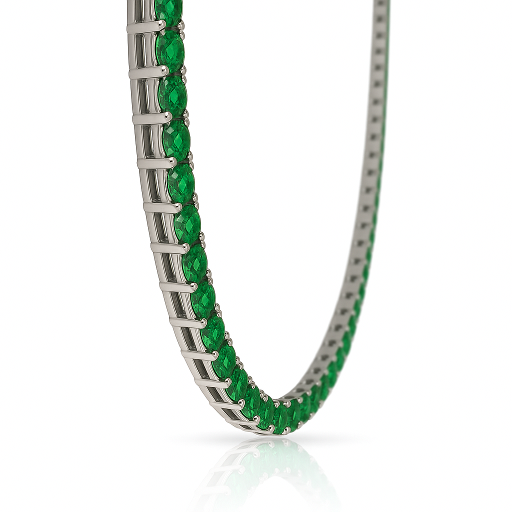 Colier tennis 3 mm cu zirconii verzi